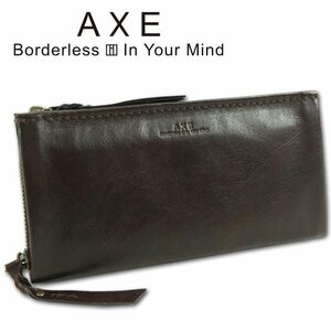アックス AXE 馬革 ラウンドファスナー 長財布 ピロー ブラウン×ブラック メンズ 新品 正規品 セルバッグ