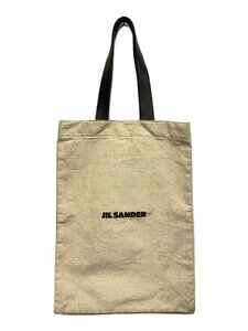 JIL SANDER◆FLAT SHOPPER GRANDE /トートバッグ/キャンバス/アイボリー