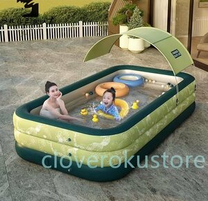 大人気☆エアプール ビニールプール 水遊び 大型 中型 長方形 家庭用プール 子供用ビニールプール ベビープール キッズプール 210*145*60cm