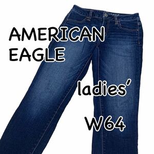 アメリカンイーグル HI-RISE JEGGING US0 ウエスト64cm Sサイズ ストレッチ used加工 レディース ジーンズ デニム M1348