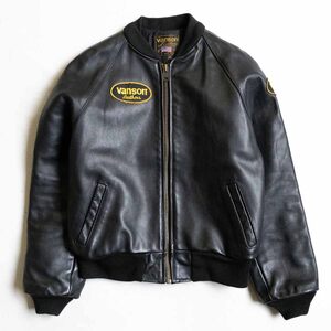 【美品】 VANSON 【TJV オールレザー スタジャン】38 ジャケット ワッペン USA製 バンソン 2411520