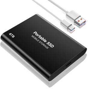 外付けSSD ポータブルSSD 新しいアップグレードされた外付けSSD 4TB USB3.2Gen1 読出し最大550MB/s ポータブル ブラック