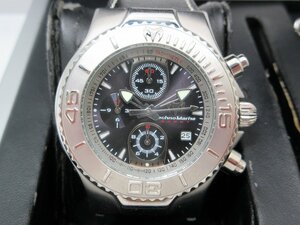 1円スタート TechnoMarine テクノマリーン メンズ腕時計 クロノグラフ デイト クォーツ 電池 TMY02 不動 替えベルト付き