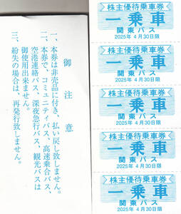 関東バス　株主優待券　10～90枚　有効期限　2025年4月30日