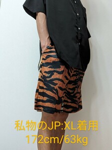 JP:XL 吸汗速乾 タイガープリント ハーフパンツ ショーツ アニマル柄 短パン おしゃれ 個性派ファッション パジャマ スポーツ 男女兼用 虎