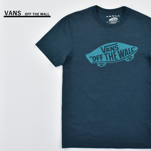 送料300円│VANS バンズ ★ カスタムフィット ロゴプリント 半袖 Tシャツ グリーン メンズ S