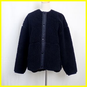 ★HYKE/ハイク FAUX SHEARLING ボアフリースジャケット 1/レディースM～L相当/ブラック/ノーカラー&1952700031