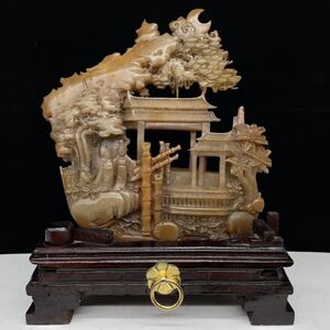 【伝世蔵品】極上品　中国古美術・寿山石極細工彫刻・風水彫刻・開運置物・鎮宅風水厄祓