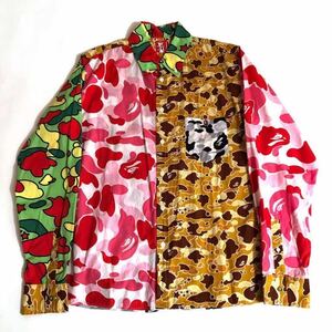 A BATHING APE CRAZY CAMO 長袖シャツ L BAPE エイプ ベイプ サイケカモ ABC CAMO STA カニエ 迷彩 kanye UNKLE KAWS future