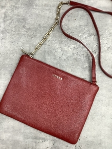 Q2d フルラ FURLA ショルダーバッグ レッド 赤 バッグ 16㎝×22㎝ 現状品