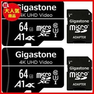 ★64GB4KUHDVideo2個セット★ Gigastone マイクロSDカード 64GB 2個セット Micro SD card SDアダプタ付き U3 C10 SDXC 90MB/S 4K Ultra HD