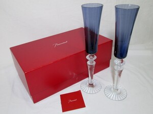 1000円スタート シャンパングラス2点 BACCARAT バカラ MILLE NUITS ミルニュイ フルーティッシモ ミッドナイトブルー ペア 箱付 WHO H①716