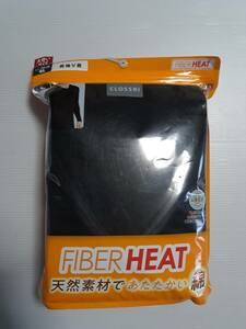 ファイバーヒート 綿 長袖Ｖ首 ６Ｌ ブラック 新品 未使用 メンズ 紳士 肌着 ゴルフ 防寒 インナー FIBERHEAT 大きいサイズ 即決 送料無料