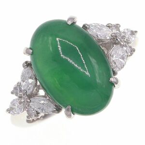 ヒスイ ダイヤモンド リング J4.98ct D0.46ct Pt900 10.5号 中古 指輪 Jadeite Diamond