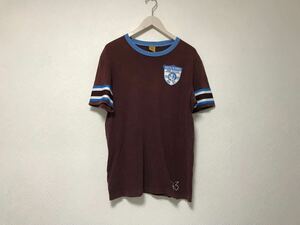 本物アバクロンビーアンドフィッチAbercrombie&Fitchコットンワッペン半袖Tシャツメンズサーフアメカジ赤ワインレッドMアメリカ製