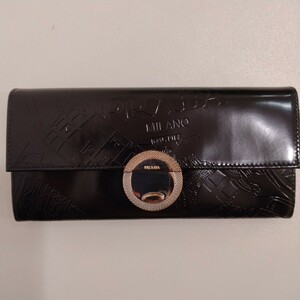 M12011 PRADA プラダ　長財布　 黒×ピンク 　高島屋限定品