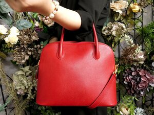 ●超美品●CELINE セリーヌ●ロゴ型押し●カーフ レザー 本革●2way ハンド バッグ●レッド●ゴールド金具●斜め掛け●かばん●Js50205