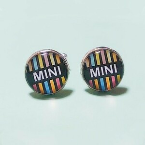 MINI ミニ・クーパー　マルチカラーストライプ　カフスボタン　カフリンクス