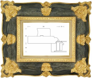 額縁 油彩額縁 油絵額縁 木製フレーム ルイ式角花ニ段 金+青 サイズF3号