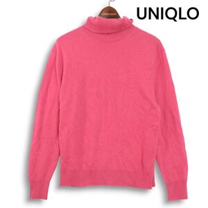 UNIQLO ユニクロ 高級 カシミヤ100%♪ 秋冬 タートルネック ニット セーター Sz.L　レディース ピンク　K4T01480_A#K