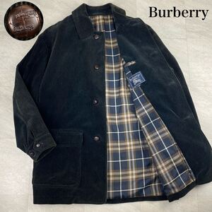 希少/L相当 BURBERRY バーバリー コーデュロイ コート ノバチェック くるみボタンロゴ型押し ステンカラー チェスターコート 