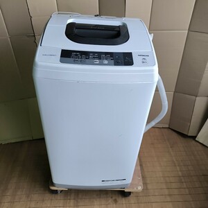 ◎直接取引限定【日立 洗濯機 ⑤】5kg 中古品 年式不明 型式 NW-5WR STEP WASH スリム コンパクト 家電 全自動電気洗濯機 203-4