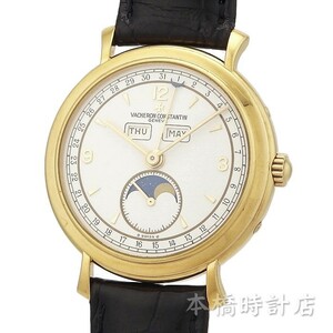 【中古】K18YG　ヴァシュロン・コンスタンタン　VACHERON CONSTANTIN　フルカレンダー ムーンフェイズ　37150/000J　箱付　OH済み