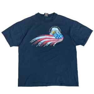 90s HARLEY DAVIDSON Tシャツ 星条旗 イーグル ビンテージ XL 両面プリント USA アメリカ製 ハーレーダビッドソン フレイムス 炎 フェイド