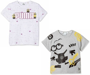 プーマ ミニオンズ コラボ キッズ 半袖Tシャツ 2枚セット 104 ホワイト グレー Minions 子供用 女の子 ジュニア 送料370円