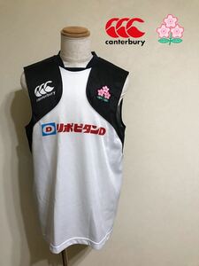 【良品】 CANTERBURY カンタベリー ラグビー 日本代表 ノースリーブ トレーニング シャツ ウェア トップス サイズ3L 白黒 R34003J 