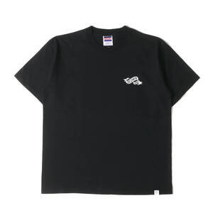 BEDWIN ベドウィン Tシャツ サイズ:M リボンロゴ クルーネック 半袖Tシャツ S/S PRINT TEE ブラック 黒 トップス カットソー