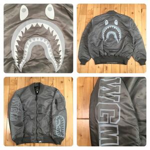 SHARK MA-1 bomber jacket Sサイズ グレー a bathing ape BAPE シャーク フライト ジャケット エイプ ベイプ アベイシングエイプ i3413