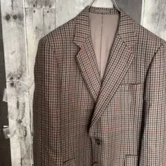 バーバリーBurberry　テーラードジャケット　チェック柄　千鳥柄　L　ウール