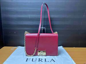 現状品 FURLA フルラ 2WAY チェーンショルダーバッグ291986 ボルドー 斜めがけ