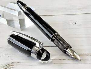 【極美品】 モンブラン 万年筆 スターウォーカー 黒×メタル軸 MONTBLANC ペン先14K-585 カートリッジ式 箱・説明書付き 洗浄済み