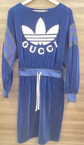 期間限定セール 【未使用】 GUCCI×adidas ロゴワンピース ブルー 695679