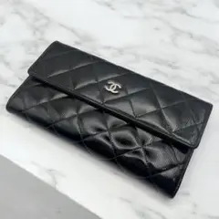 シャネル CHANEL 長財布 財布 黒 エナメル