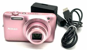 【準美品】Nikon COOLPIX S6600 ピンク コンパクトデジタルカメラ /EH-70P/usbコード/EN-EL19