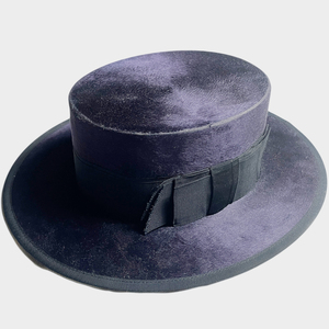 幻級! 10s KNOX 60CM ショートトップハット TOP HAT SKIMMER スキーマー ノックス USA アンティーク シルク SILK プラッシュ レア パープル