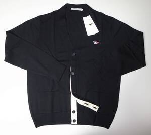 maison kitsune キツネ TRICOLOR FOX PATCH ニット カーディガン black sizeL