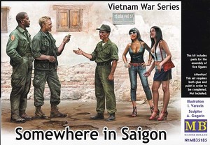 マスターボックス MB35185 1/35 米・ベトナム戦争サイゴン・米兵2体+南ベトナム兵+女性2体