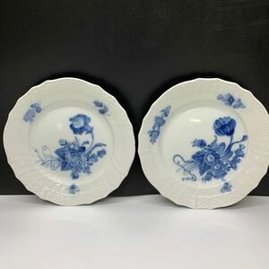 6-8-75■ROYAL COPENHAGEN ロイヤルコペンハーゲン ブルーフラワー カーブ 15.5㎝ プレート 2枚 中古現状品