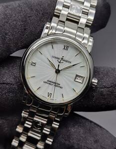 中古 ユリスナルダン Ulysse Nardin サンマルコ 133-88-9 クロノメーター デイト ホワイト エナメル文字盤 SS 自動巻き メンズ 腕時計