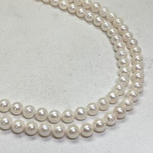 1円〜!!▲本真珠ネックレス▲D 約100.4g 約153.0cm 約6.0-6.5mm珠 pearl necklace jewelry パール DE0/DH0 114