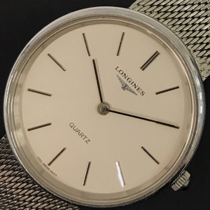 ロンジン クォーツ 腕時計 メンズ シルバーカラー文字盤 メンズ ラウンドフェイス 未稼働品 純正ブレス LONGINES