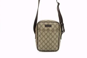 1円〜 グッチ サコッシュ ミニ ショルダーバッグ クロスボディ Unisex シルバー金具 GGスプリーム キャンバス 茶 ブラウン GUCCI 0749h