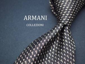 美品【ARMANI COLLEZIONI アルマーニ コレッツォーニ】 C1469 ブラック シルバー SILK ブランド ネクタイ 古着 良品