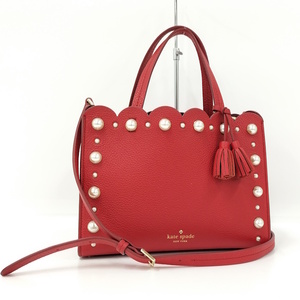 【中古】kate spade 2WAY ショルダーバッグ レザー レッド