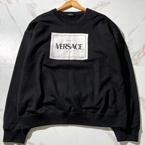 極美品 2XL●VERSACE ヴェルサーチ スウェット ビッグロゴ オーバーサイズ ゆったり ラグジュアリー イタリア製 Italy メンズ 紳士 黒