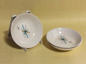 【Mid-Chinaware/R068/Salem China/Northstar】セーラムチャイナ/ノーススター/デザートボウル 3個/Ex+①/ミッドセンチュリー/アトミック